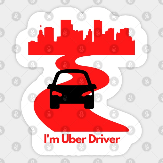 Uber Driver black Red Sticker by Rabih Store
